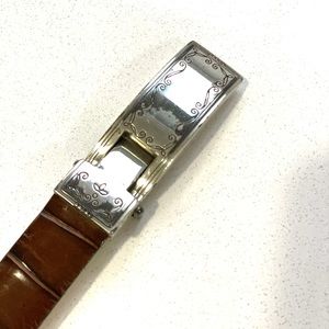 Brighton Belt in metal & croc embossed leather